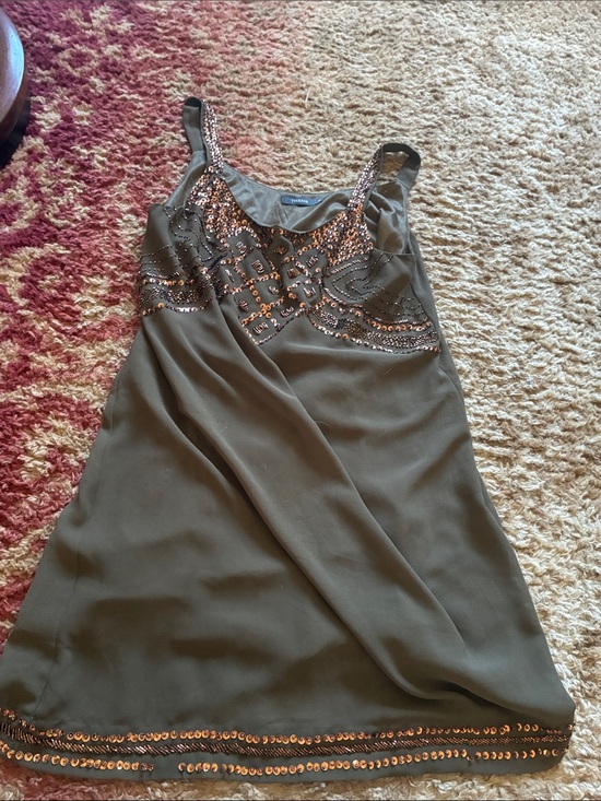 Theme Tops - Theme Olive Green Sequin-Embellished Camisole